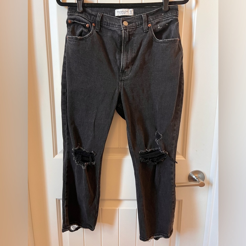 Abercrombie black ripped jeans size 6XS